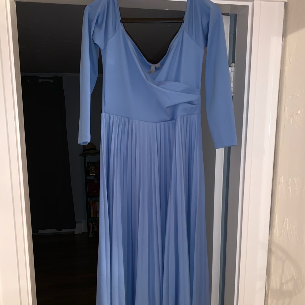 Ice Blue off the shoulder dress